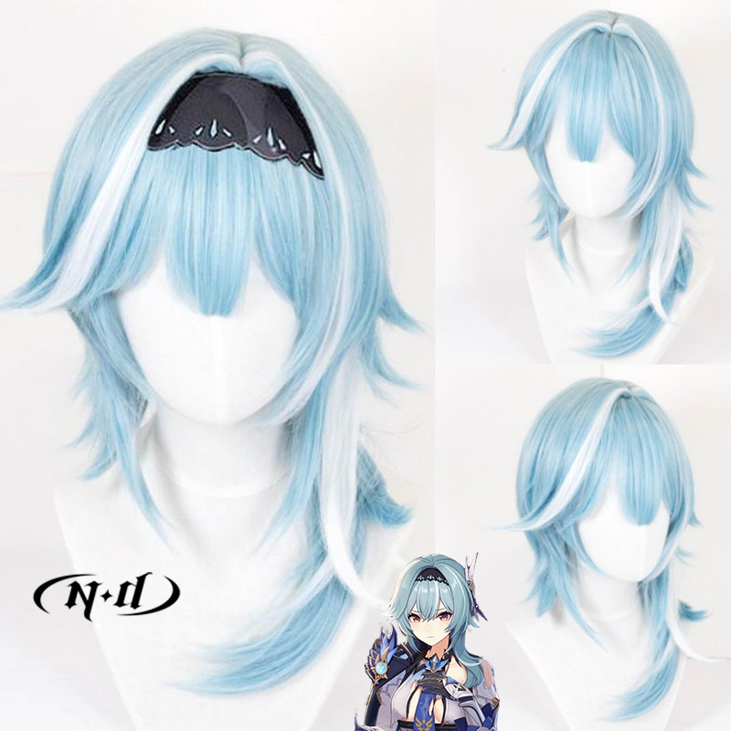 ND Eula Cosplay Wigs Hairpiece - Braiding Hair Kanekalon บทวิจารณ์และราคา