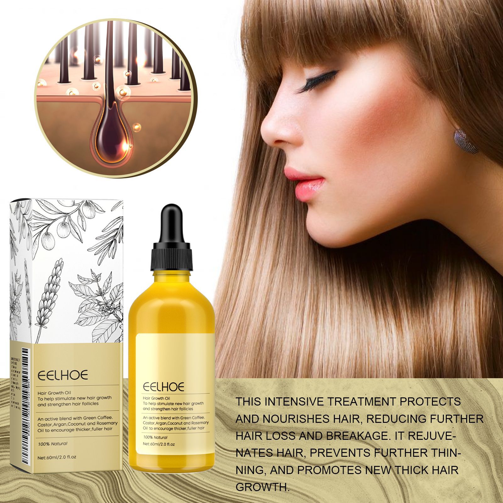EELHOE Rosemary Oil Grows Hair - Hair Care Natural Products บทวิจารณ์และราคา