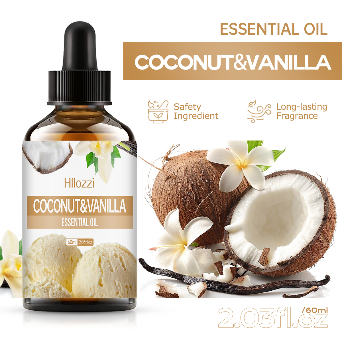 Coconut Vanilla Essential Oil  - Hair Care Fragrance Essential Oil บทวิจารณ์และราคา