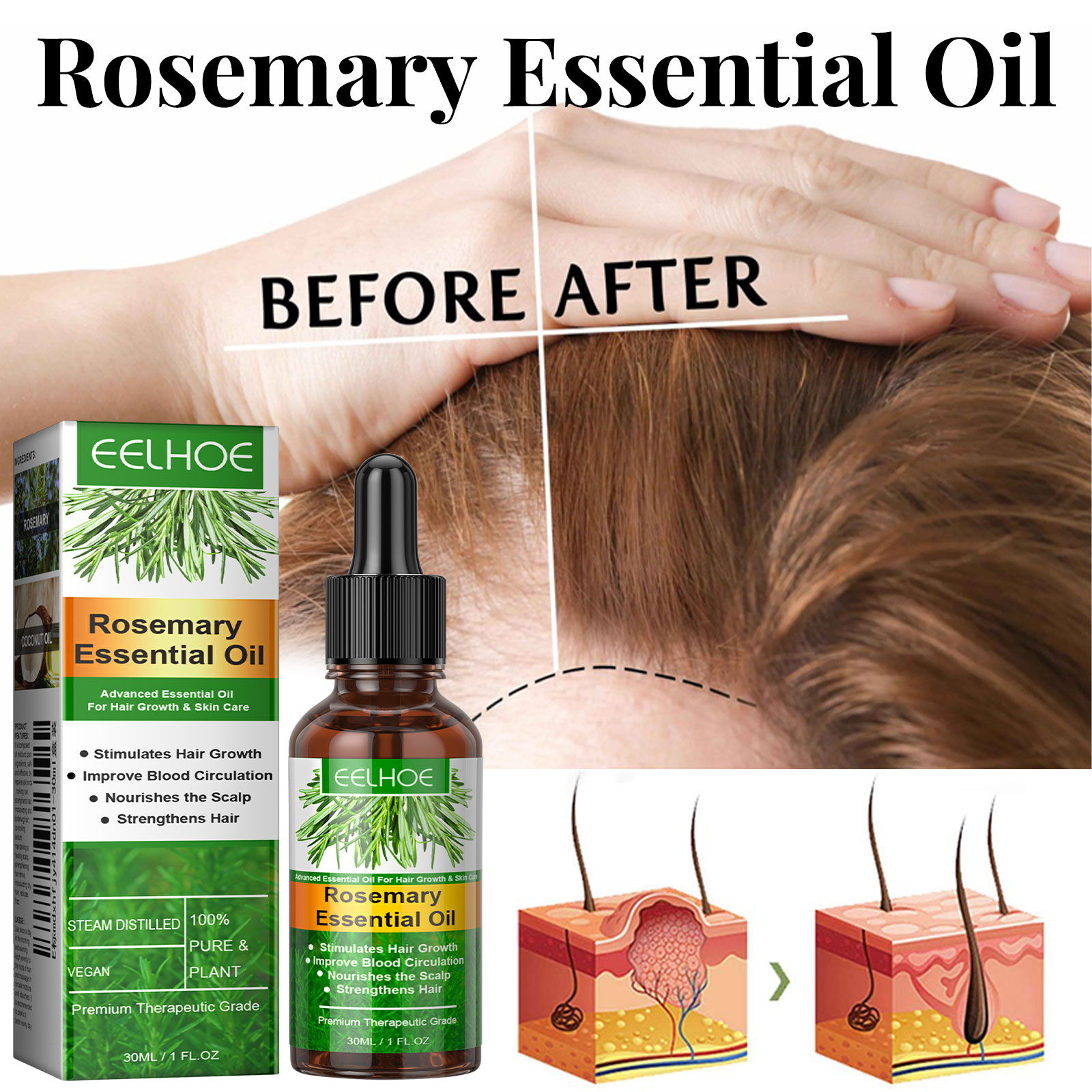 Hair Growth Serum Fast Growing - Hair Care Fragrance Essential Oil บทวิจารณ์และราคา