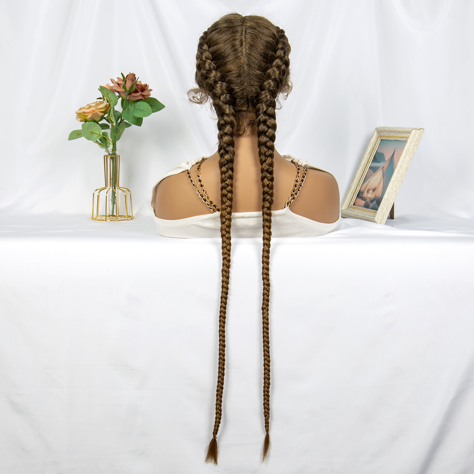 Brown Synthetic Braided Wigs C - Braiding Hair Kanekalon บทวิจารณ์และราคา